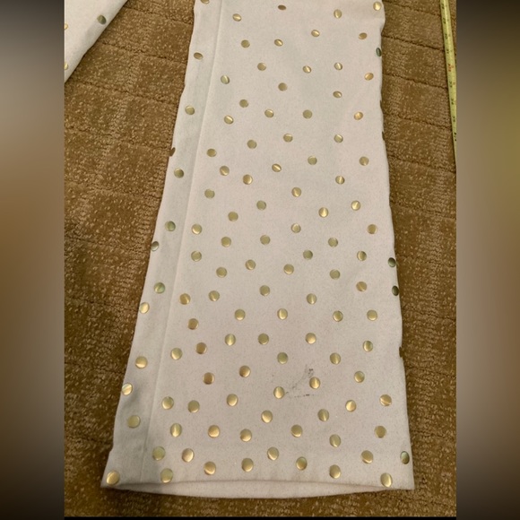 ESCADA gold metallic dots sparkle off white jeans sz 14 - Picture 14 of 16